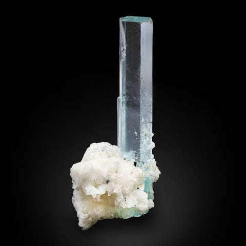 Lovely gem Aquamarine crystal on white Albite from Shigar Valley, Skardu, Pakistan