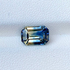 3.13 Ct Bicolor Parti Sapphire Emerald Cut