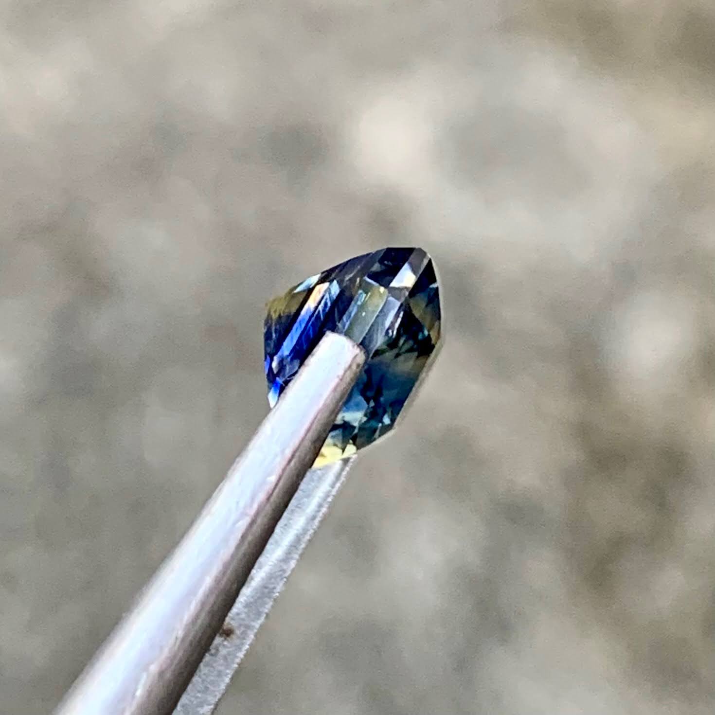 3.13 Ct Bicolor Parti Sapphire Emerald Cut