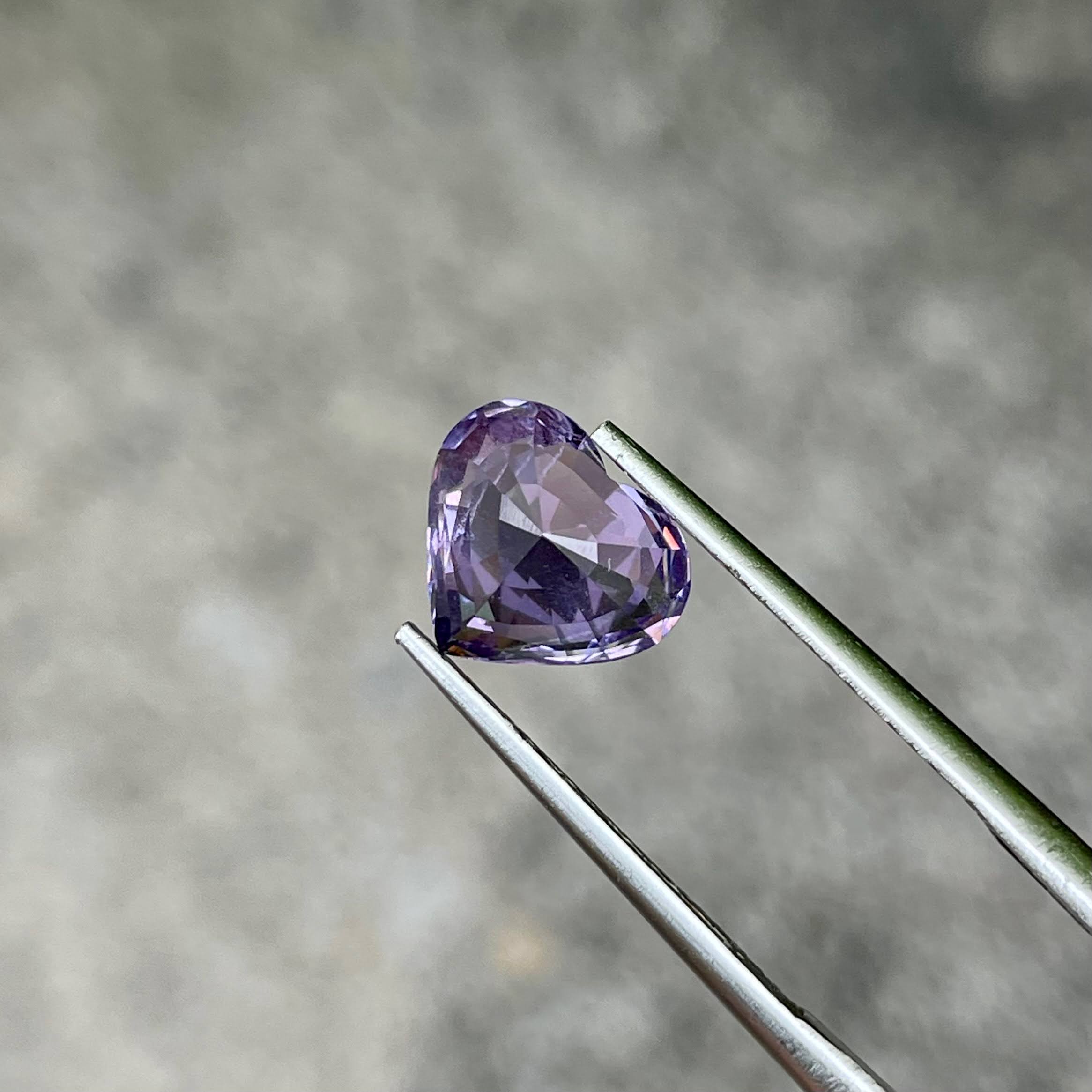 3.12 Carats Purple Spinel Stone Heart