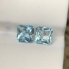 3.63ct Blue Aquamarine Pair Radiant Cut