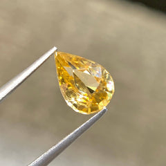 2.53 Carats Vivid Yellow Zircon Pear Faceted Madagascar Gemstone