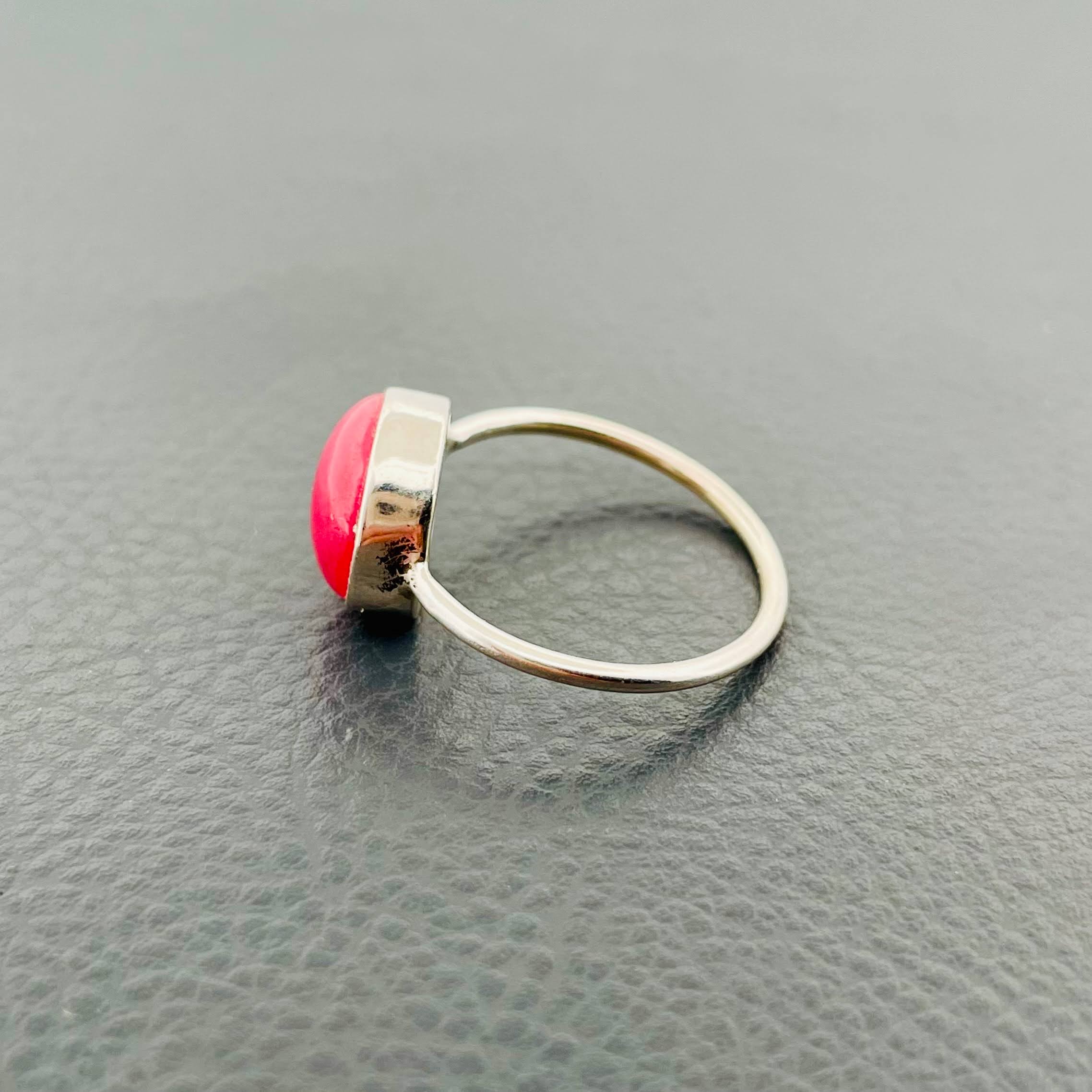 Handmade Rhodochrosite Silver Ring