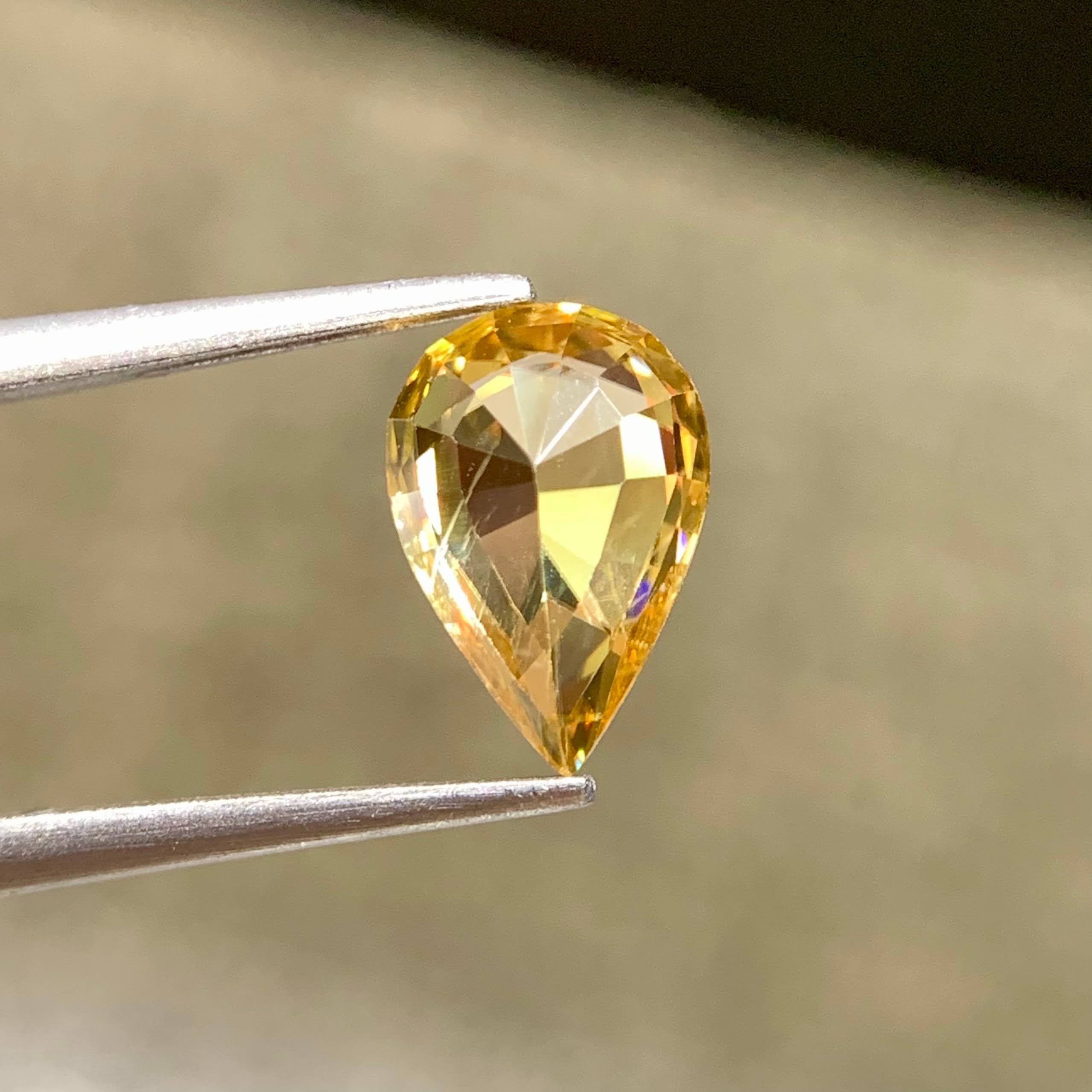 2.53 Carats Vivid Yellow Zircon Pear Faceted Madagascar Gemstone