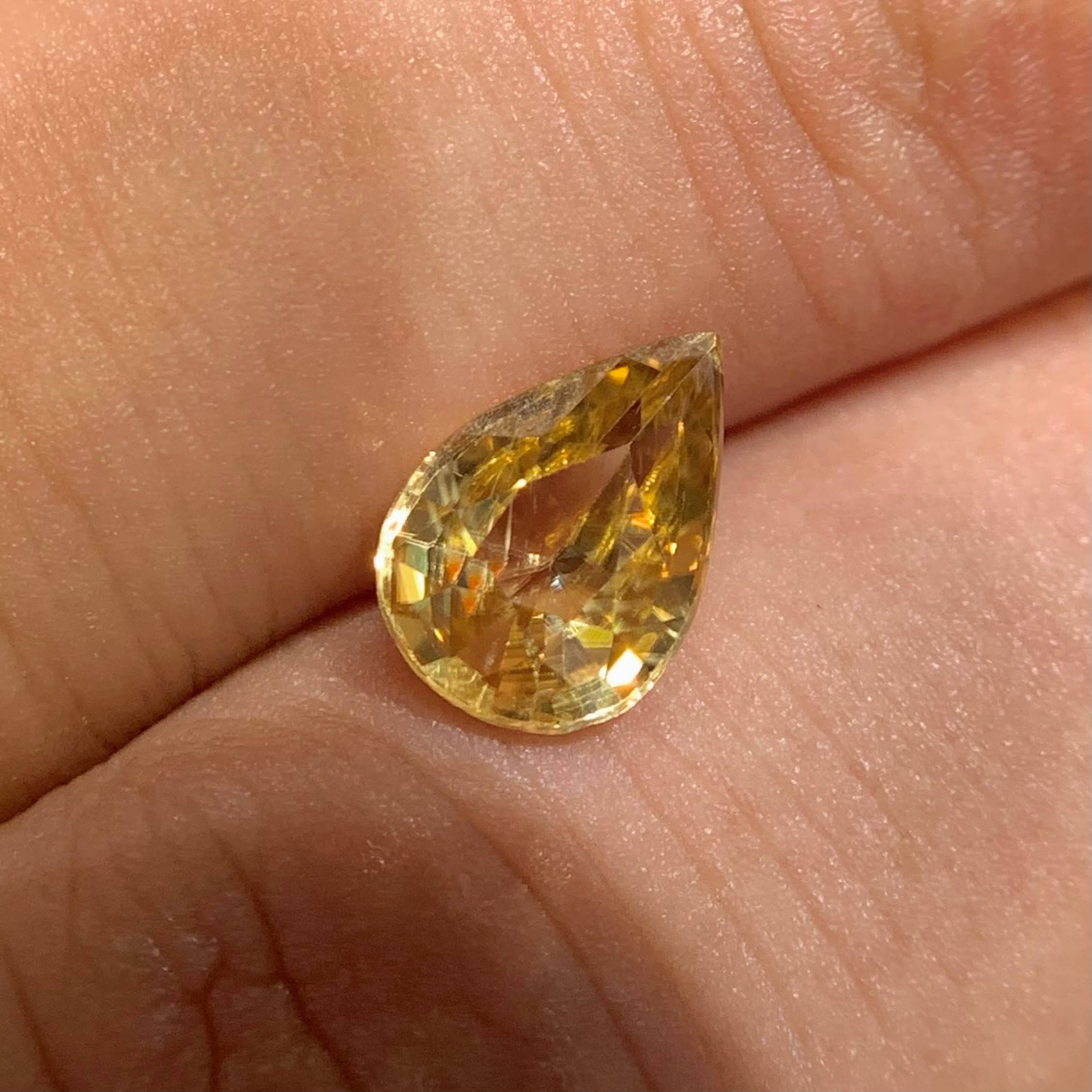 2.53 Carats Vivid Yellow Zircon Pear Faceted Madagascar Gemstone