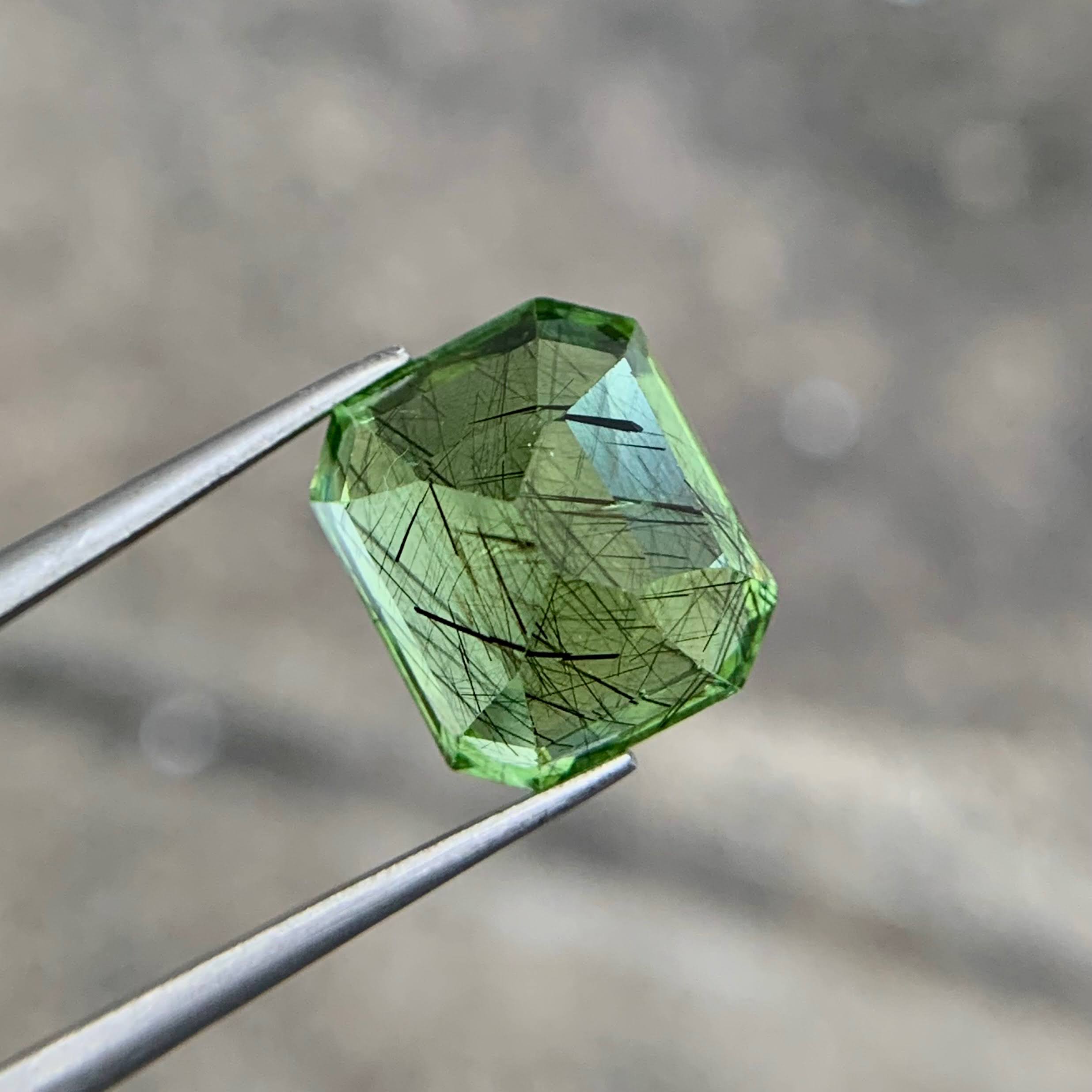 9.77 Ct Ludwigite Peridot Emerald Cut
