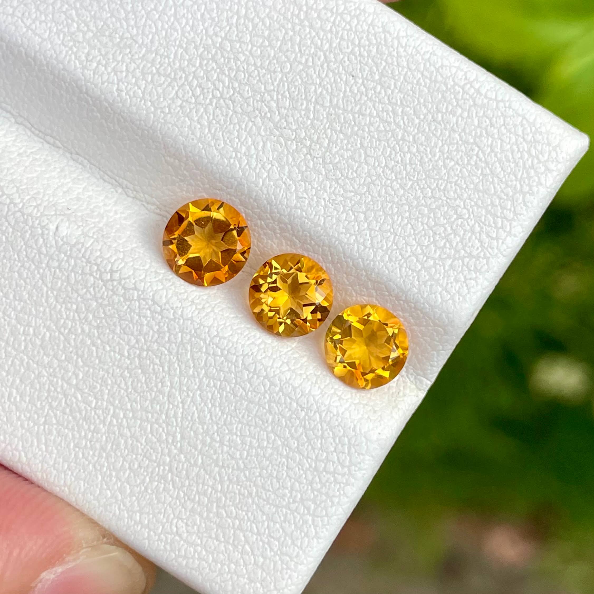 3.00 Carats Citrine Stone Pair 3 Piece Round Cut Natural Brazilian Gemstone