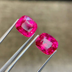 9.8 carats Pink Mahenge Spinel Pair Cushion Cut Natural Tanzanian Gemstone