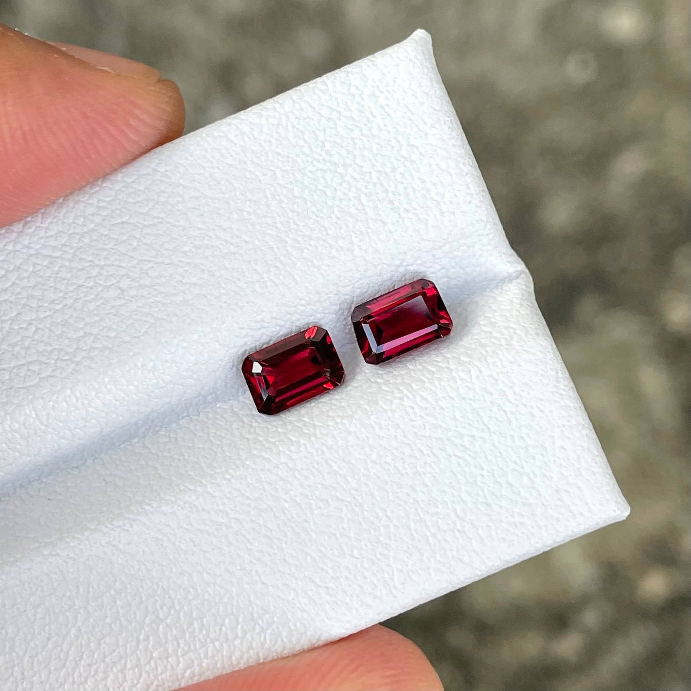 1.85 Carats Red Spinel Stone Pair Gems