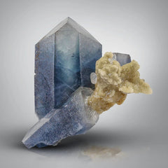 Blue Celestite on Yellow Calcite