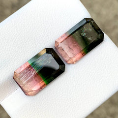 14.45ct Bi-Color Tourmaline Pair Emerald Cut