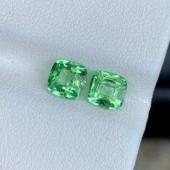 2.10ct Mint Tsavorite Pair Cushion Cut