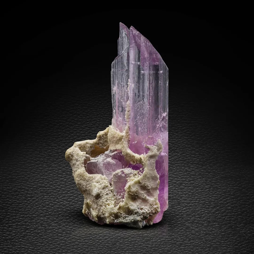 Pink Kunzite Crystal on Albite Matrix