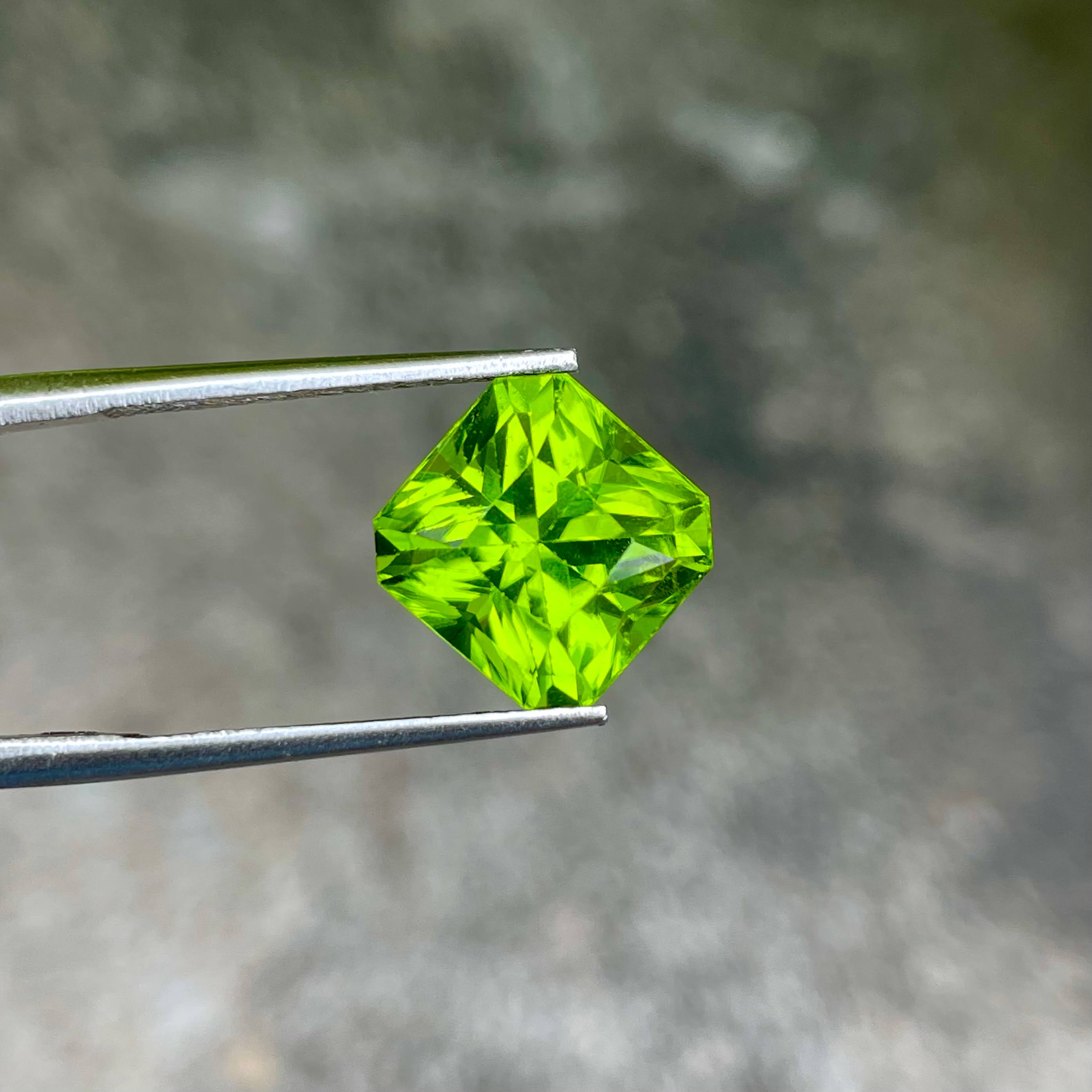 7.44 Carats Peridot Stone Custom Cut