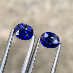 2.23 carats Certified Natural Blue Sapphire Pair Oval Faceted Loose Sri Lankan Gemstone