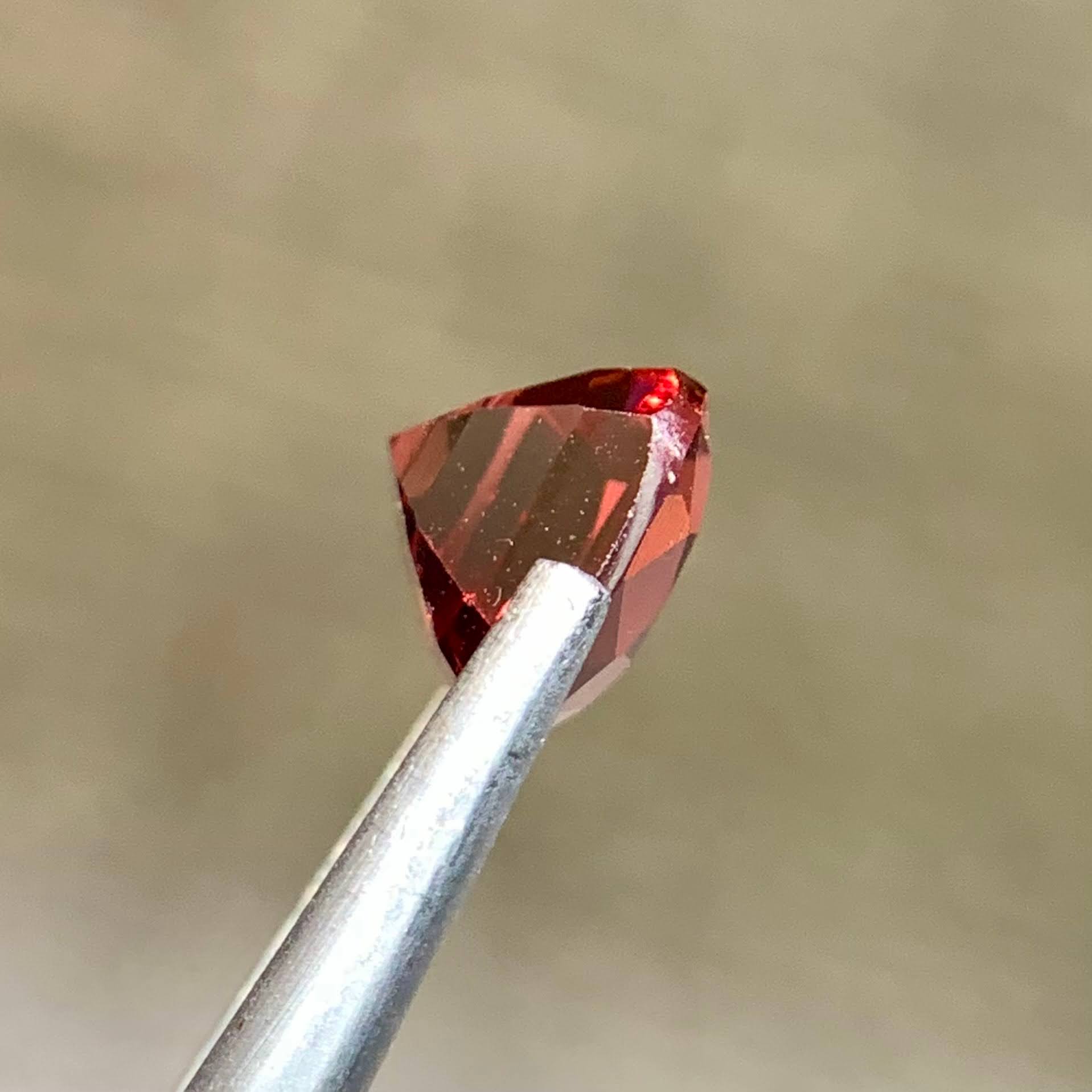 1.91 Carats Tanga Mine Natural Orange Red Garnet Cushion Faceted Tanzanian Gemstone