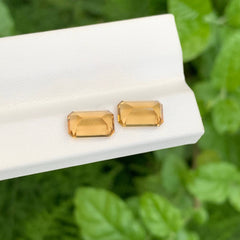 4.25 Carats Citrine Pair Emerald Cut