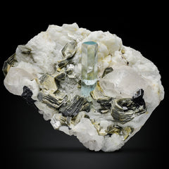 Aquamarine On Albite with Muscovite