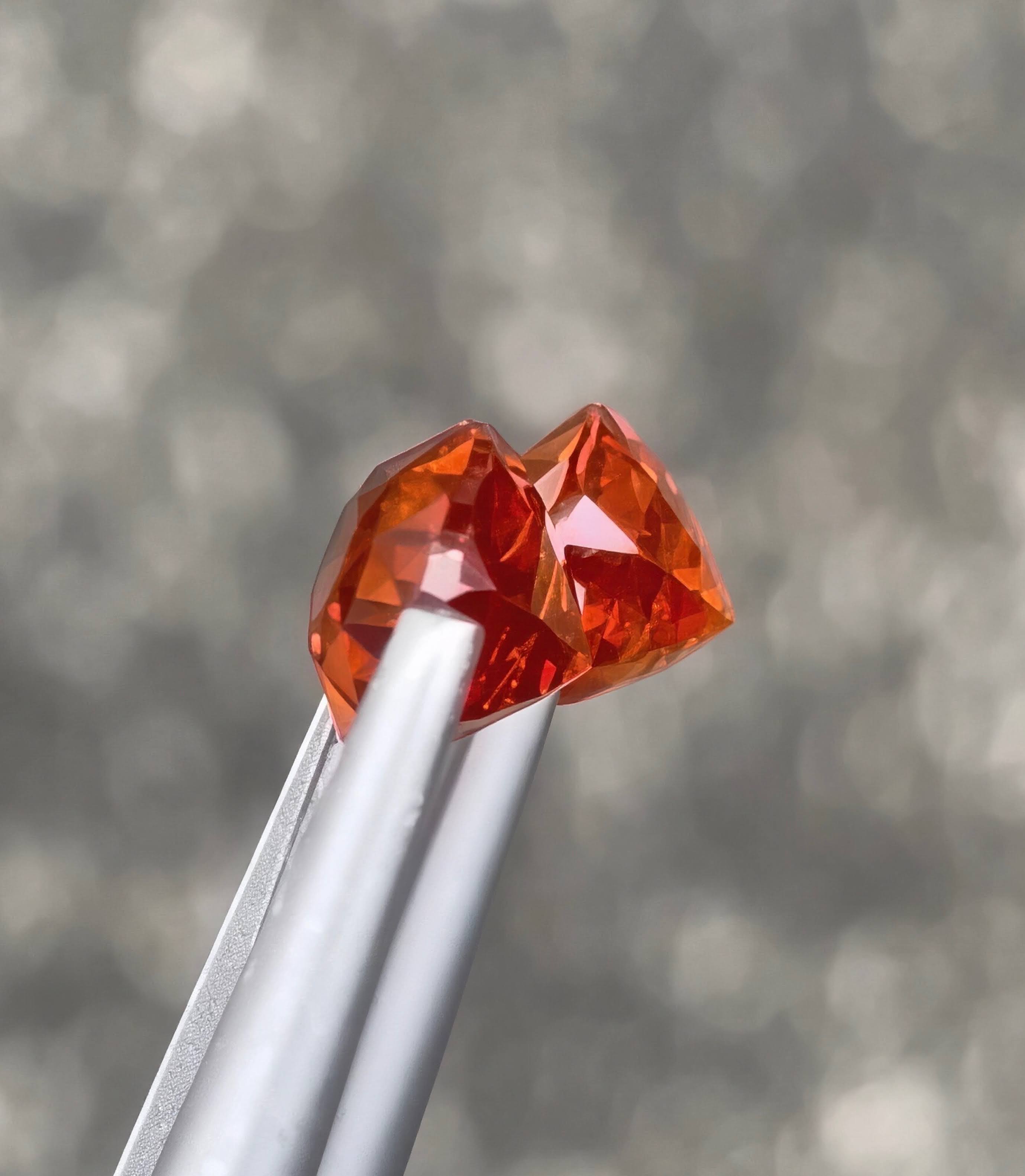orange garnet stone pair