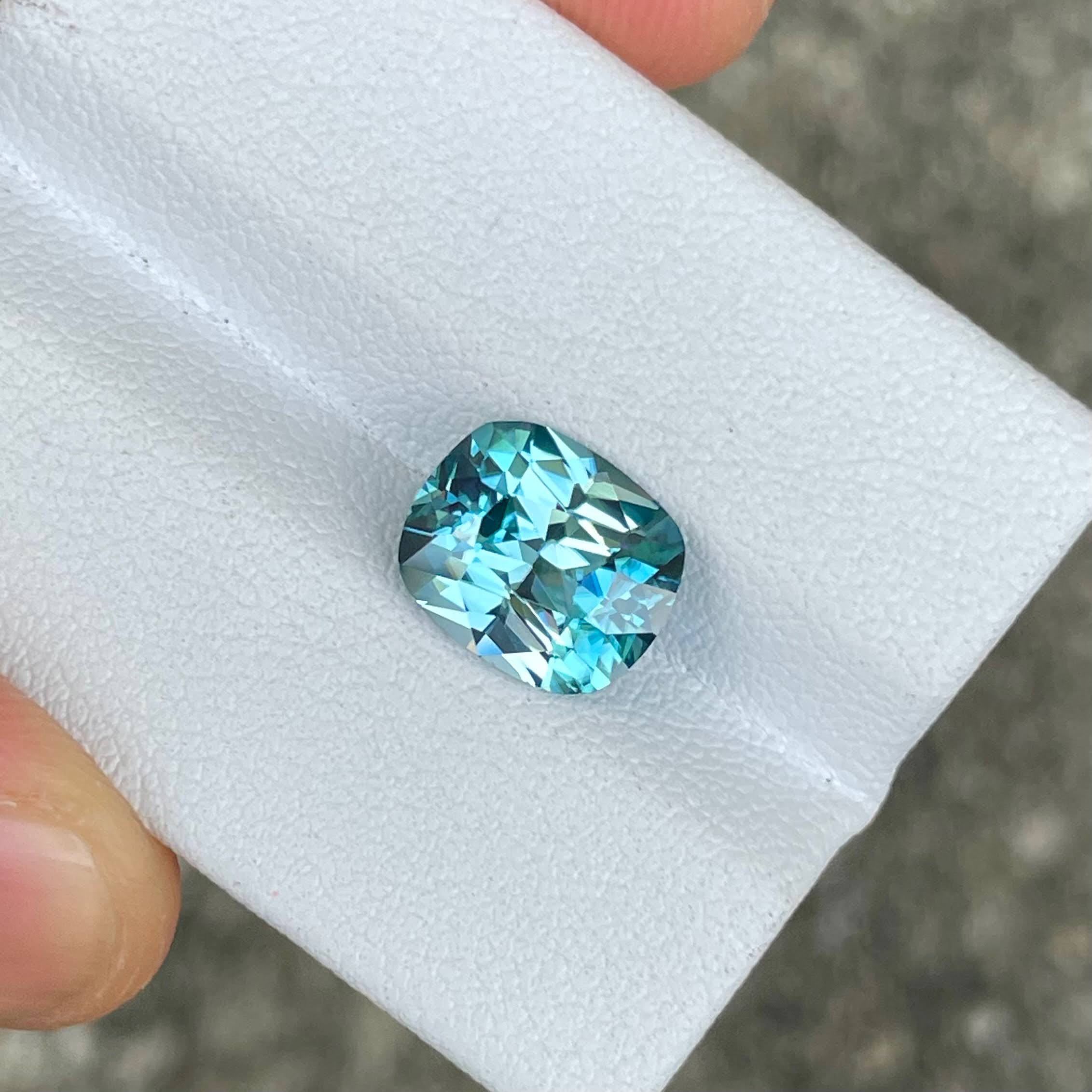 4.65 Carats Blue Cushion Zircon Stone