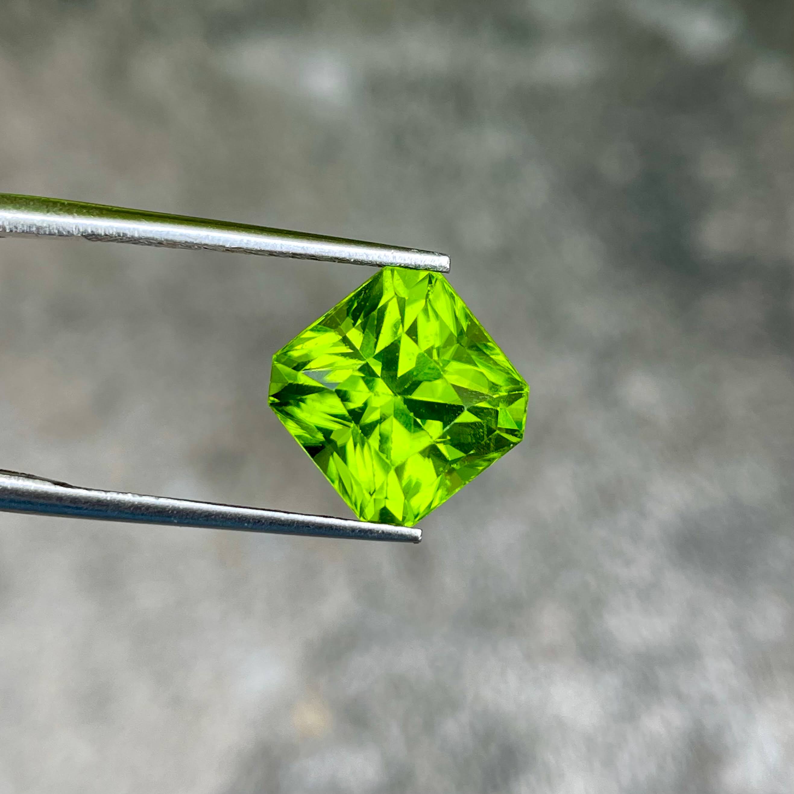 7.44 Carats Peridot Stone Custom Cut