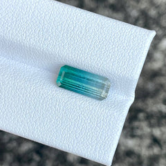 2.37 carats Tricolor Tourmaline Stone Emerald Cut Afghan Gemstone