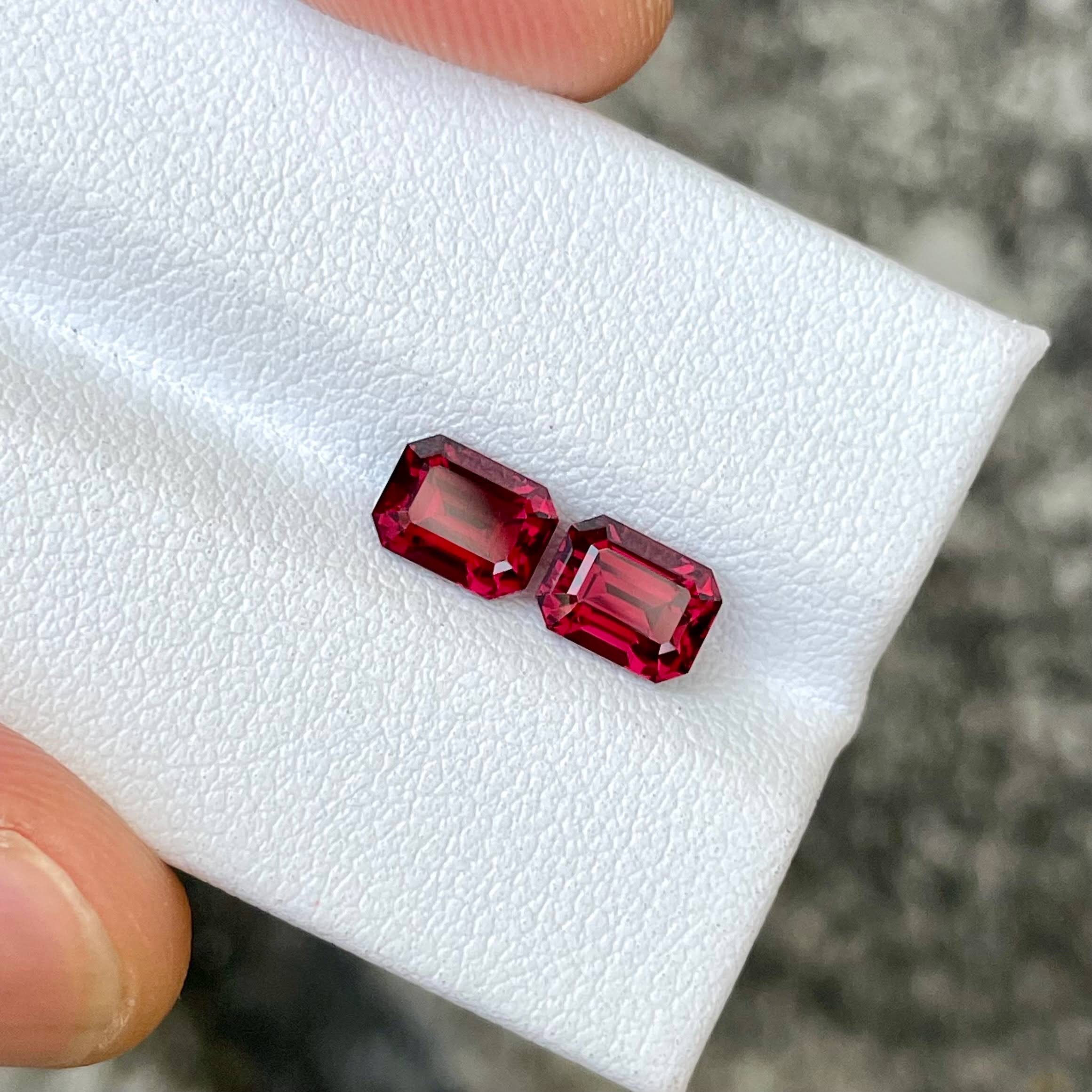 2.68 Carat Vivid Red Garnet Pair Gems