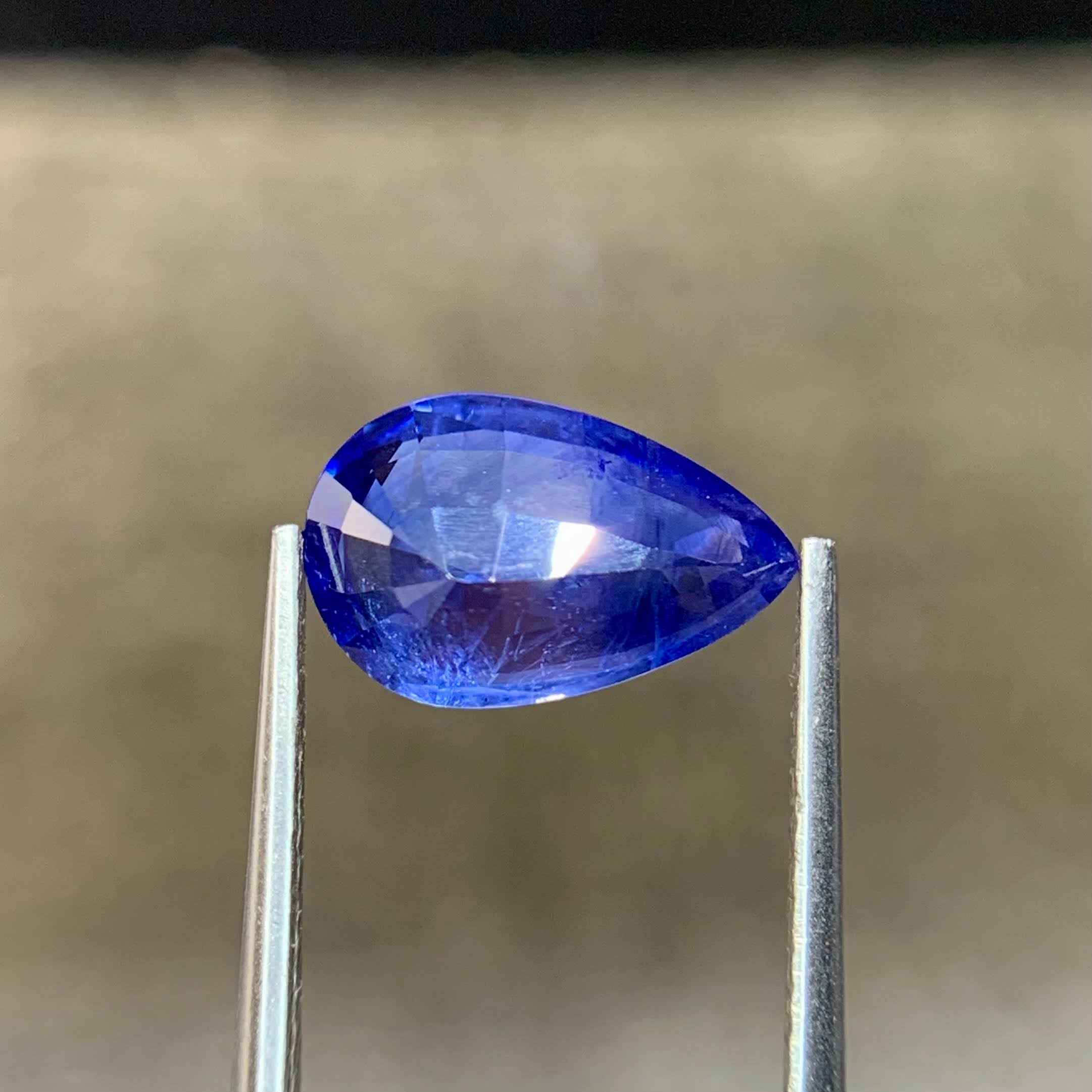 3.88ct Intense Blue Sapphire Pear Cut