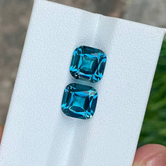 6.05 Carats London Blue Topaz Pair