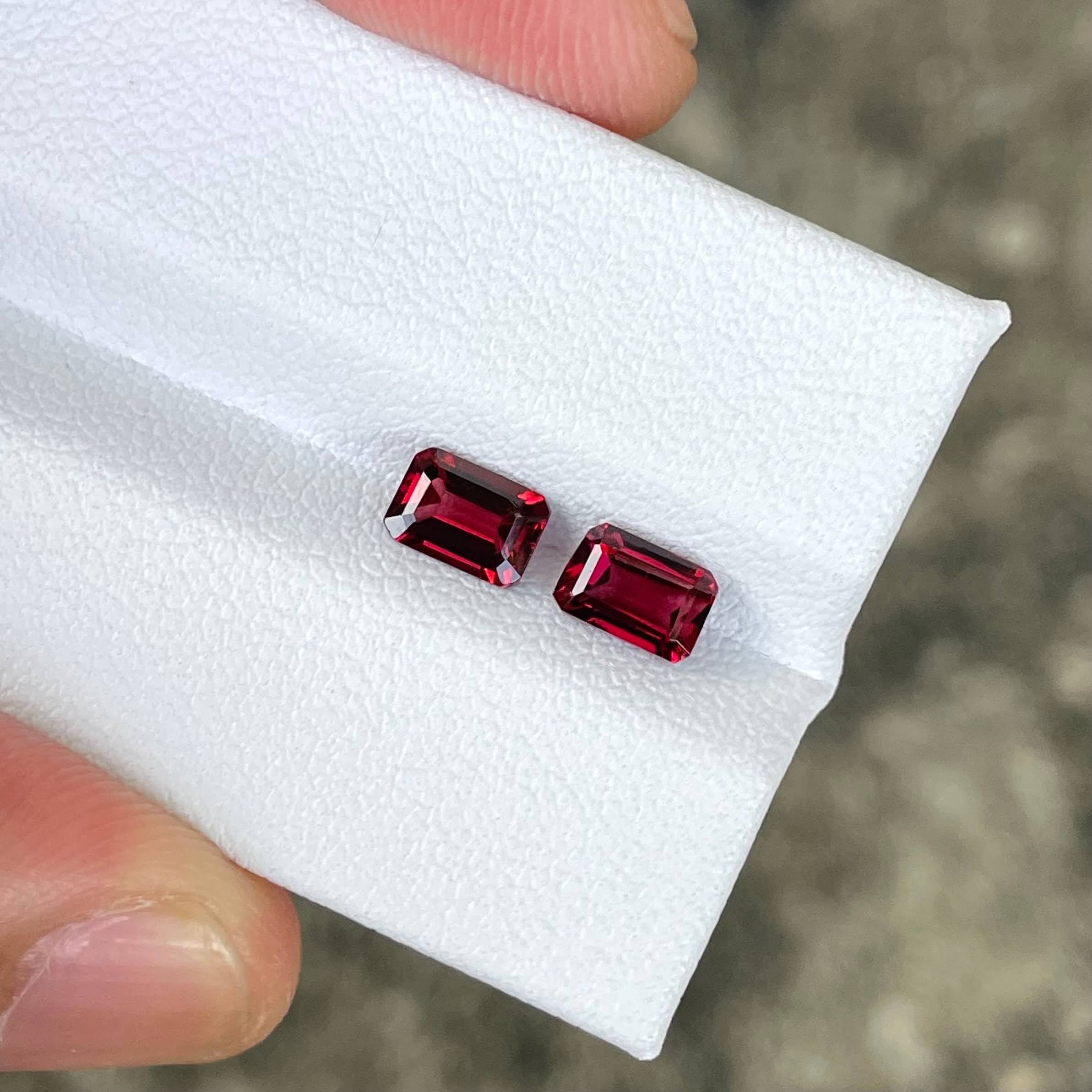 1.85 Carats Red Spinel Stone Pair Gems