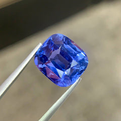 5.53 Ct Violetish Blue Sapphire Cushion Cut