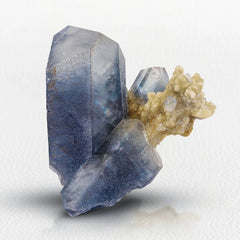 Blue Celestite on Yellow Calcite