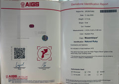2.14 Ct AIGS Certified Reddish Pink Ruby Oval