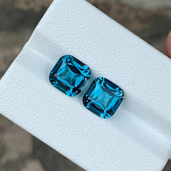 6.05 Carats London Blue Topaz Pair
