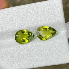 4.01 Carats Pear Shape Peridot Pair