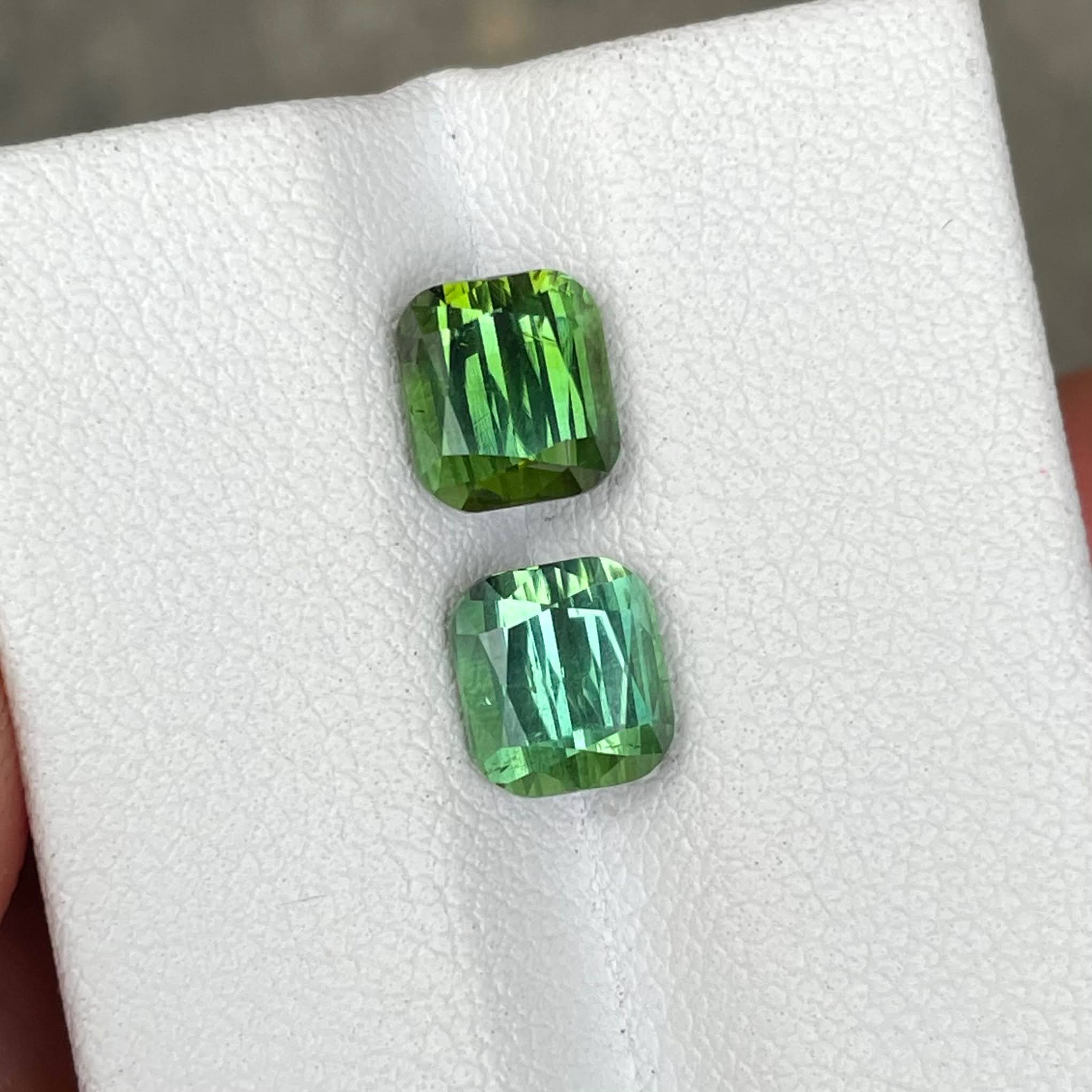 3.96 carat Green Tourmaline Stone Pair