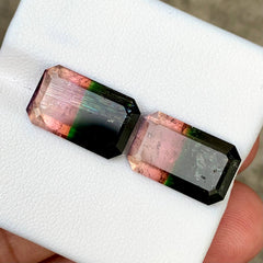 14.45ct Bi-Color Tourmaline Pair Emerald Cut