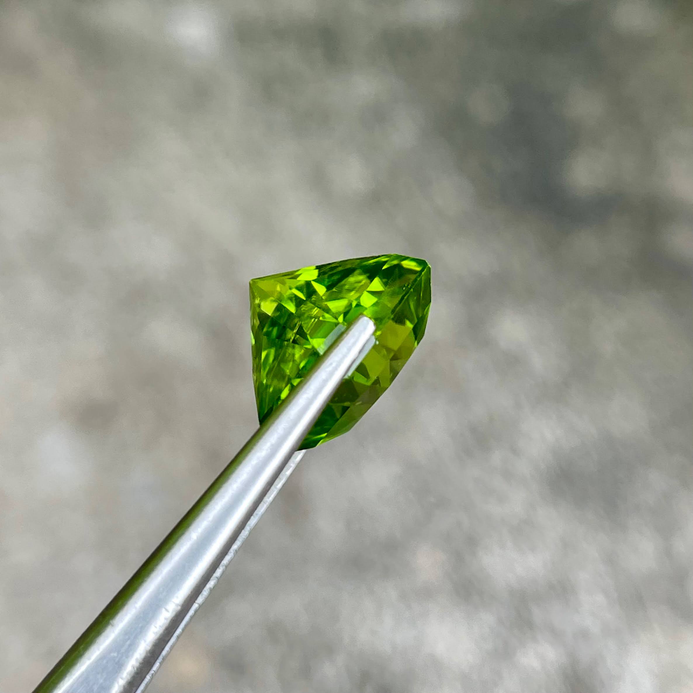 7.44 Carats Peridot Stone Custom Cut