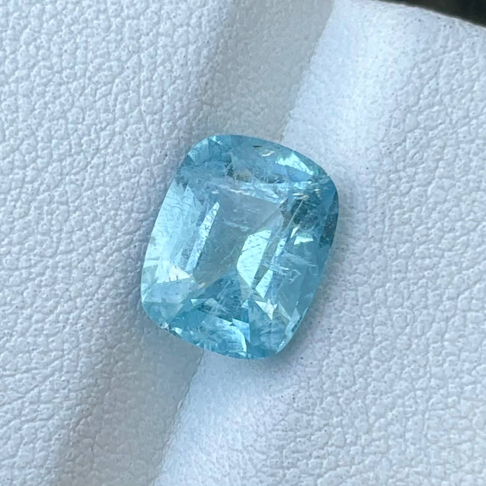 3.03ct Deep Blue Nigerian Aquamarine Cushion Cut