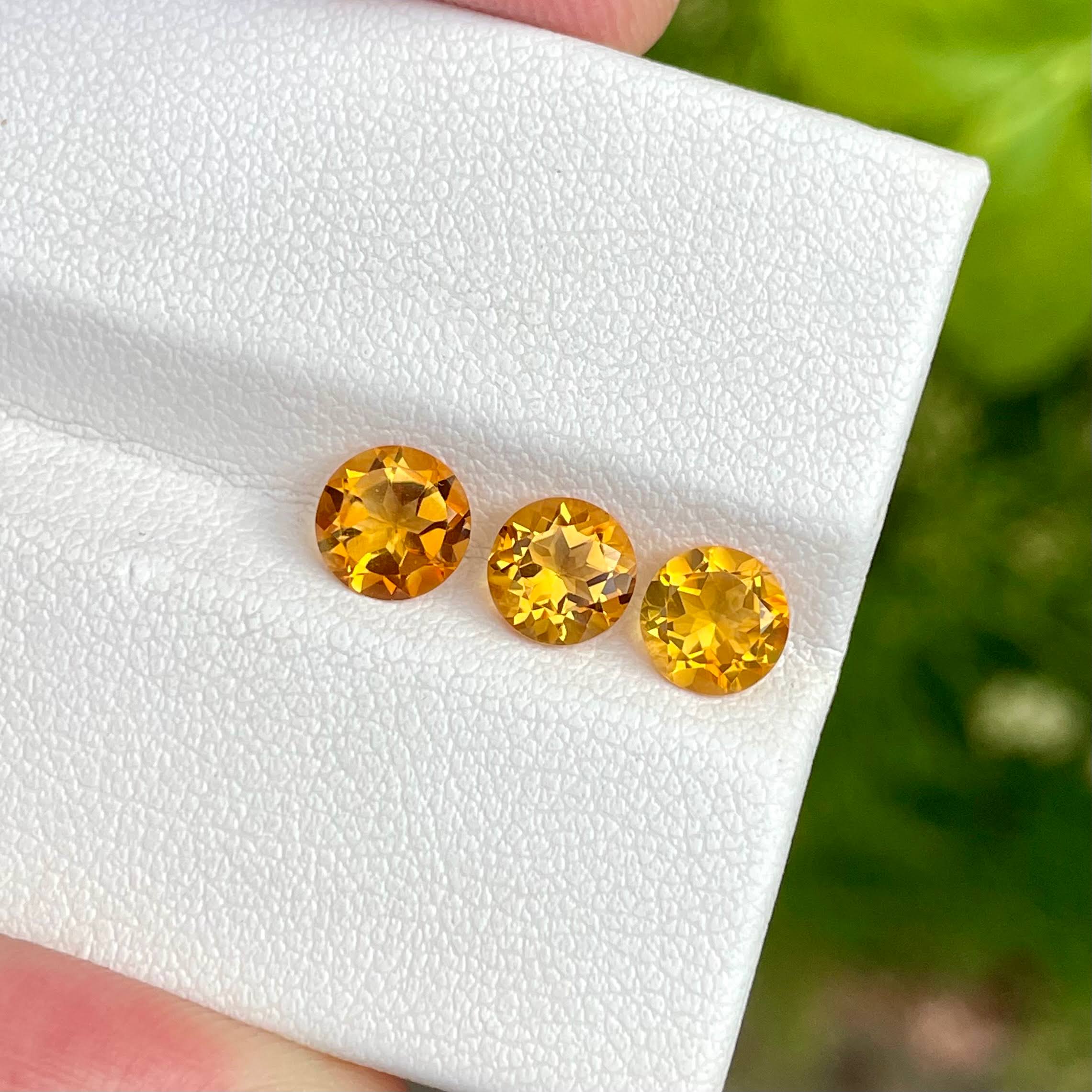 3.00 Carats Citrine Stone Pair 3 Piece Round Cut Natural Brazilian Gemstone