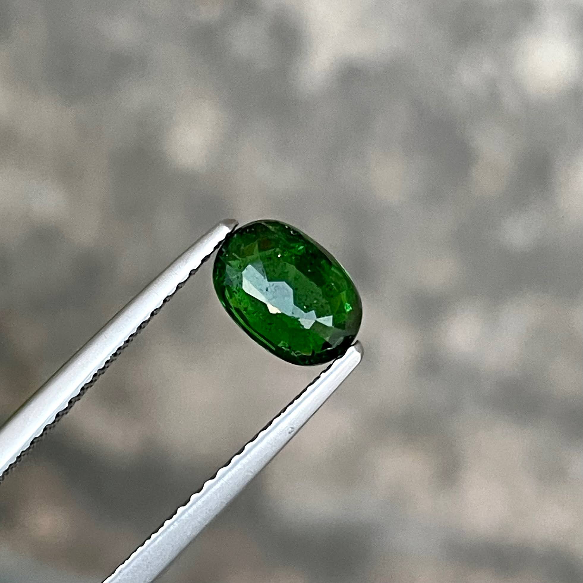 1.30 carats Green Tsavorite Garnet Stone Oval Cut Tanzanian Gemstone