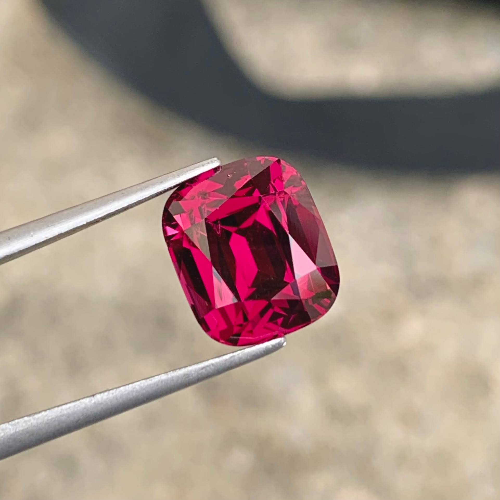 6.36ct Pinkish Red Garnet Cushion Cut