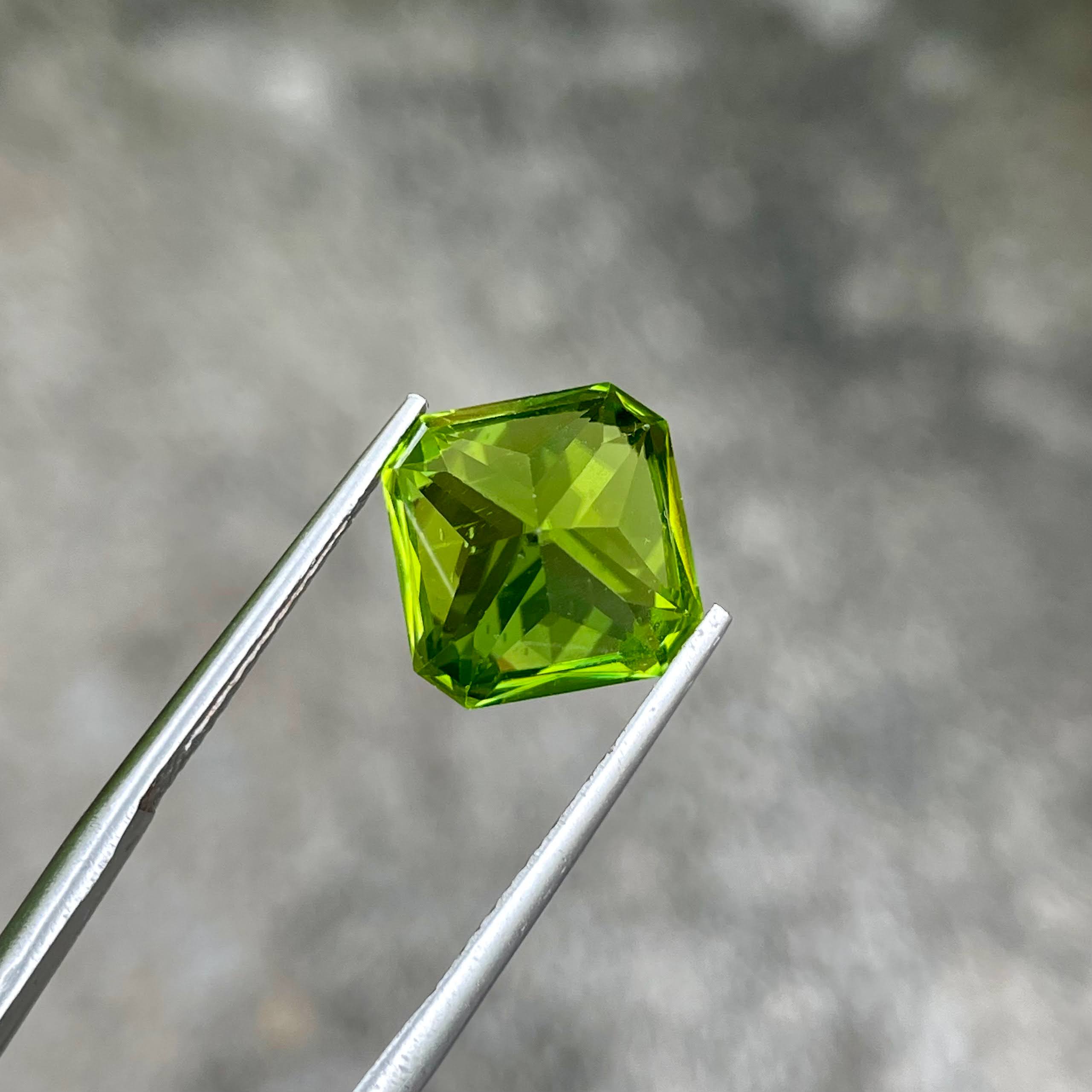 7.44 Carats Peridot Stone Custom Cut