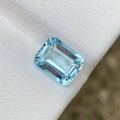 3.01 carats Natural Light Blue Aquamarine Emerald Cut Loose Nigerian Gemstone