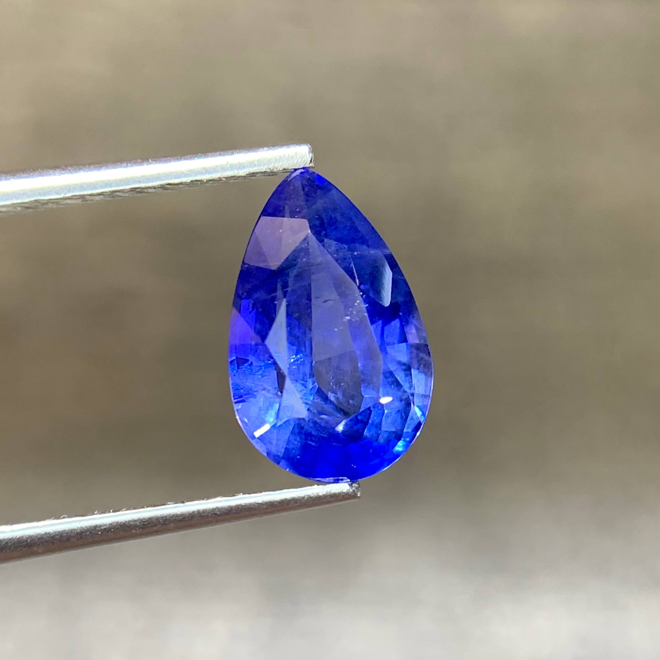 3.88ct Intense Blue Sapphire Pear Cut