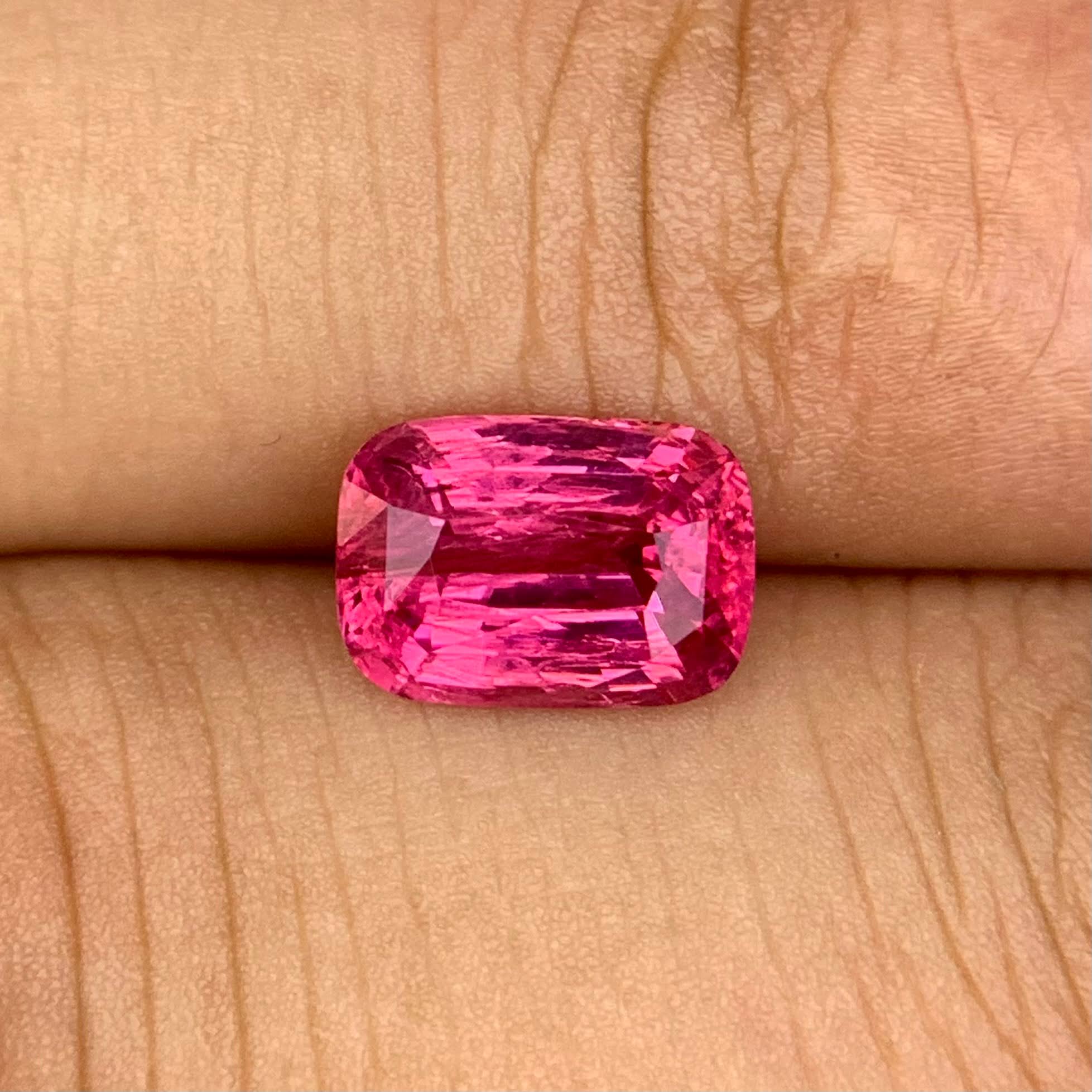 2.53ct Mahenge Spinel Reddish Pink Cushion