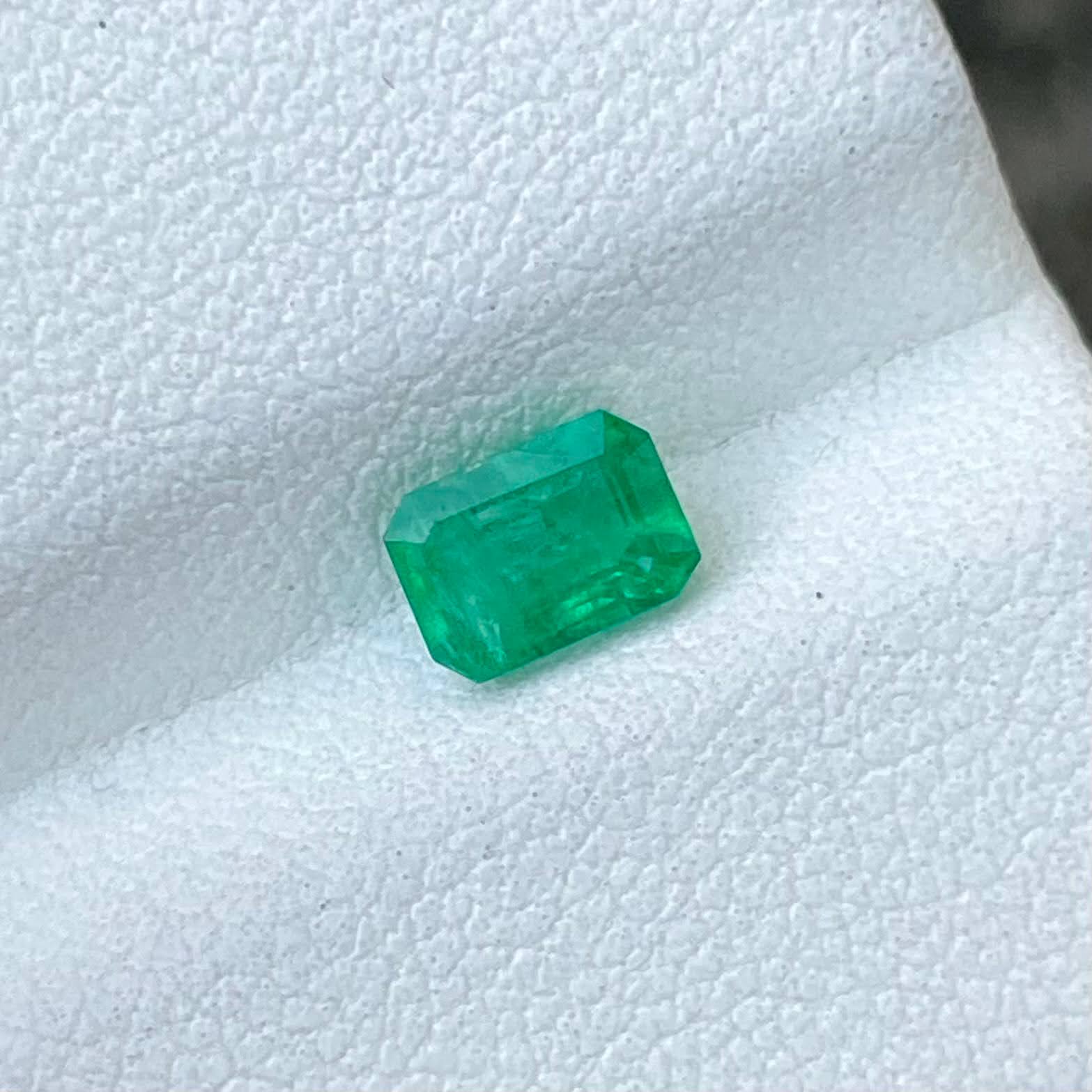 0.69ct Intense Green Zambian Emerald Emerald Cut