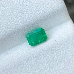 0.69ct Intense Green Zambian Emerald Emerald Cut