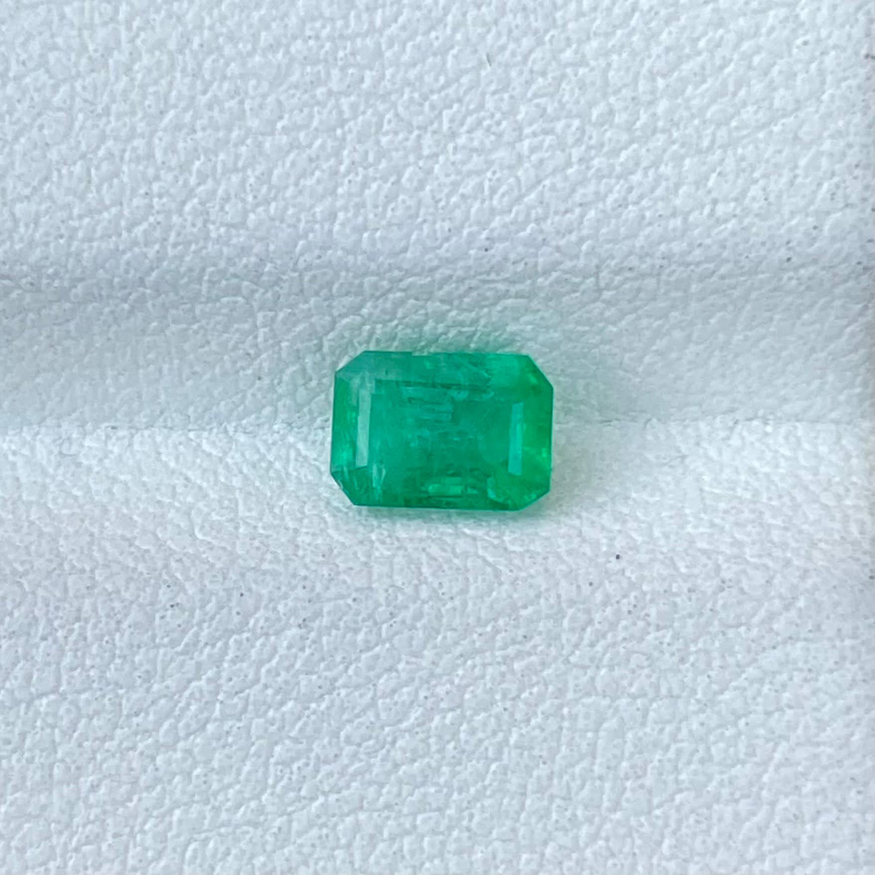 0.69ct Intense Green Zambian Emerald Emerald Cut