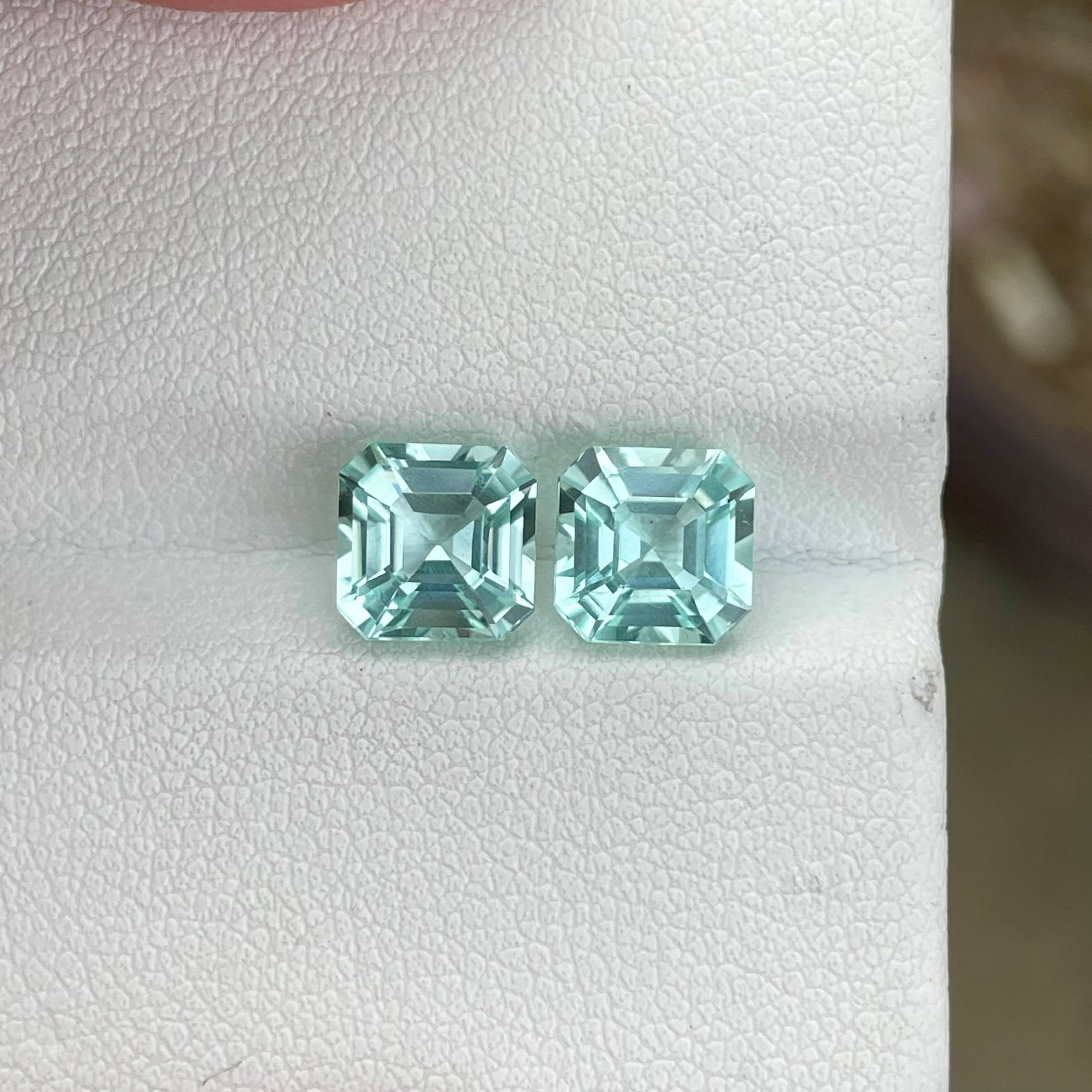 3.51 Carats Sea Foam Aquamarine Pair